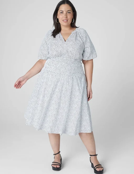 Shirts & Blouses^Lane Bryant Short-Sleeve Split-Neck Top Micro Dots