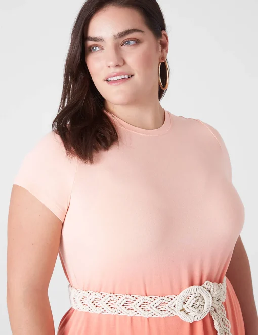 Casual^Lane Bryant Side-Slit Sheath Maxi Dress Tropical Peach