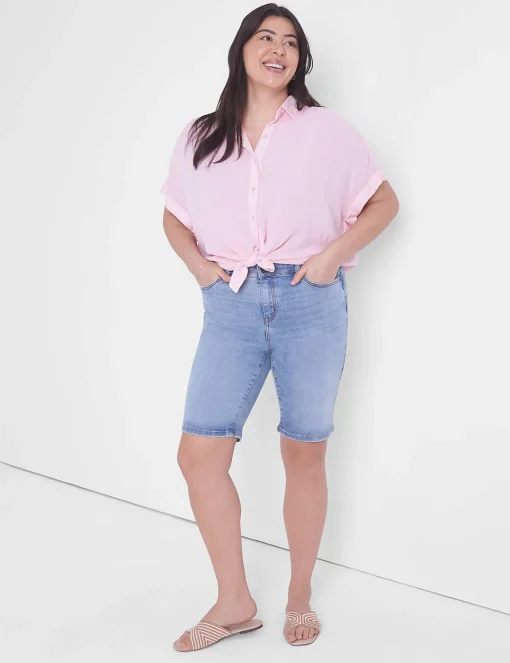 Signature Fit^Lane Bryant Signature Fit Bermuda Jean Short Light Denim