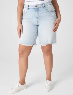 Crops, Capris And Shorts^Lane Bryant Signature Fit Boyfriend Bermuda Jean Short Light Denim