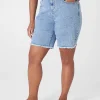 Shorts^Lane Bryant Signature Fit Boyfriend Bermuda Jean Short - Raw Hem Light Denim