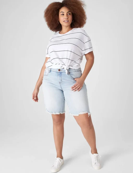 Signature Fit^Lane Bryant Signature Fit Boyfriend Bermuda Jean Short Light Denim