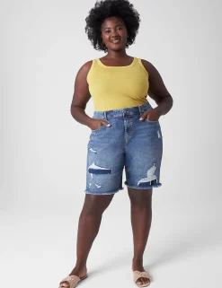 Crops, Capris And Shorts^Lane Bryant Signature Fit Boyfriend Bermuda Jean Short Light Denim