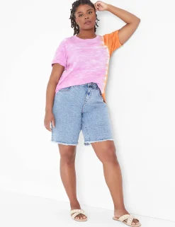 Shorts^Lane Bryant Signature Fit Boyfriend Bermuda Jean Short - Raw Hem Light Denim