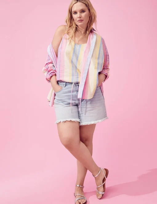 Signature Fit^Lane Bryant Signature Fit Boyfriend Bermuda Jean Short Light Denim