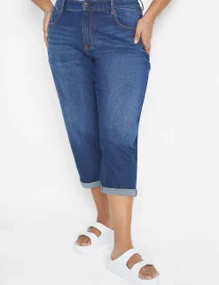 Crops, Capris And Shorts^Lane Bryant Signature Fit Boyfriend Capri Jean Dark Denim