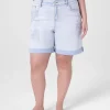 Signature Fit^Lane Bryant Signature Fit Boyfriend Jean Midi Short With Embroidery Light Denim