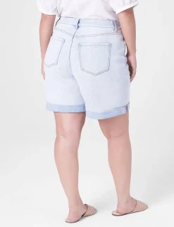 Crops, Capris And Shorts^Lane Bryant Signature Fit Boyfriend Jean Midi Short With Embroidery Light Denim
