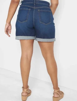 Crops, Capris And Shorts^Lane Bryant Signature Fit Boyfriend Jean Midi Short Dark Denim