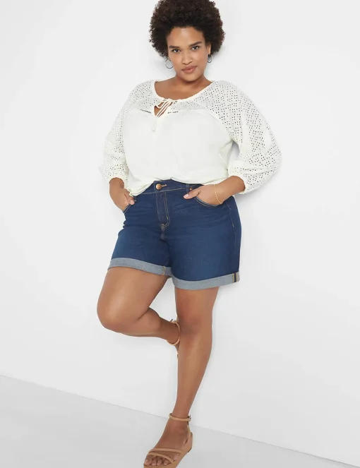 Crops, Capris And Shorts^Lane Bryant Signature Fit Boyfriend Jean Midi Short Dark Denim