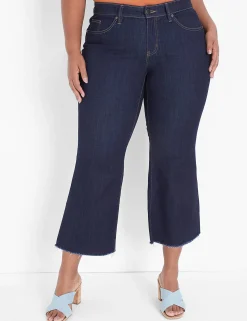 Crops And Capris^Lane Bryant Signature Fit Crop Flare Jean Dark Denim