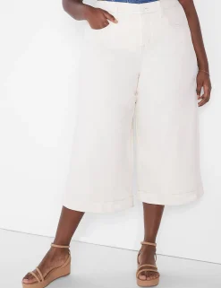 Crops, Capris And Shorts^Lane Bryant Signature Fit Crop Wide Leg Jean Ecru