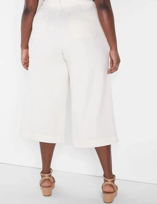 Wide Leg & Flare Jeans^Lane Bryant Signature Fit Crop Wide Leg Jean Ecru