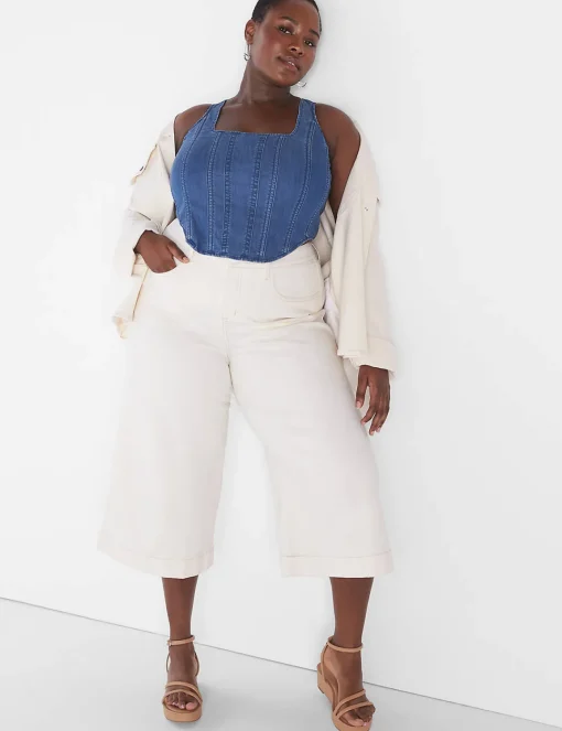 Wide Leg & Flare Jeans^Lane Bryant Signature Fit Crop Wide Leg Jean Ecru