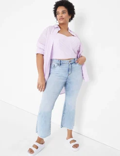 Crops And Capris^Lane Bryant Signature Fit Cropped Flare Jean Medium Denim