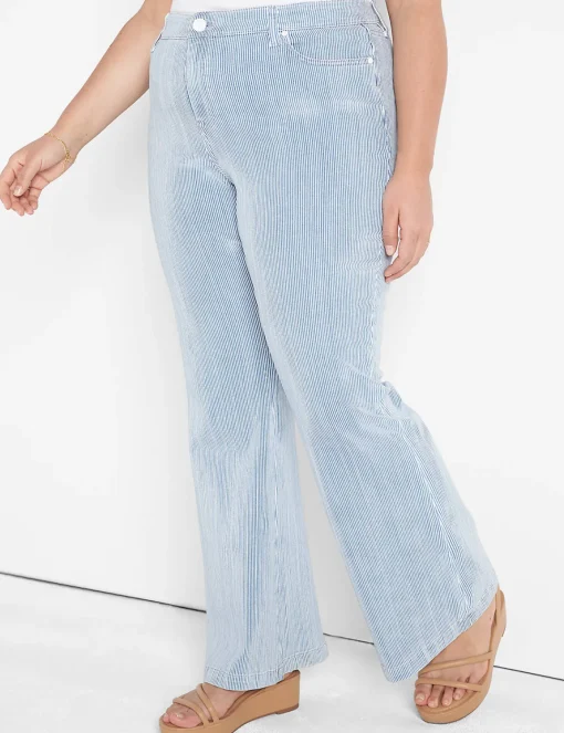 Wide Leg & Flare Jeans^Lane Bryant Signature Fit Flare Jean Railroad Stripe