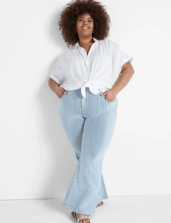 Wide Leg & Flare Jeans^Lane Bryant Signature Fit Flare Jean Railroad Stripe