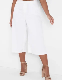 Crops And Capris^Lane Bryant Signature Fit Fluid Culotte Jean White