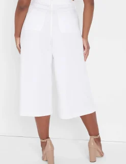 Crops And Capris^Lane Bryant Signature Fit Fluid Culotte Jean White