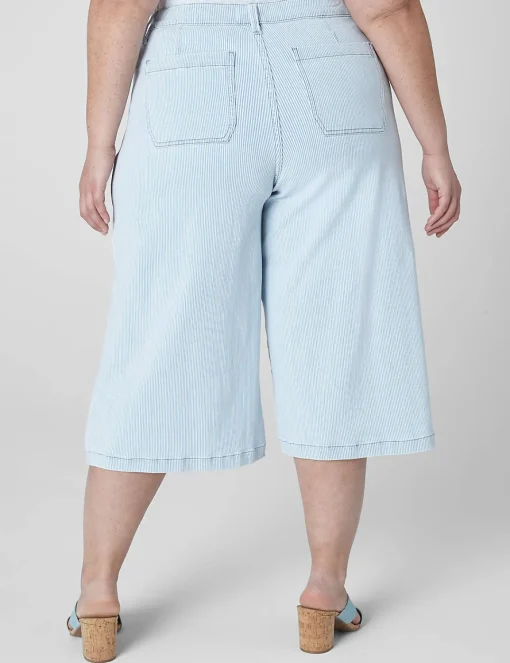 Crops, Capris And Shorts^Lane Bryant Signature Fit Fluid Culotte Jean - Stripe Light Denim