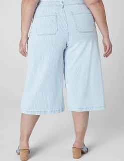 Crops And Capris^Lane Bryant Signature Fit Fluid Culotte Jean - Stripe Light Denim