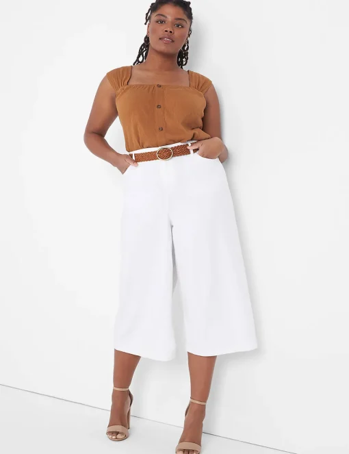 Crops And Capris^Lane Bryant Signature Fit Fluid Culotte Jean White