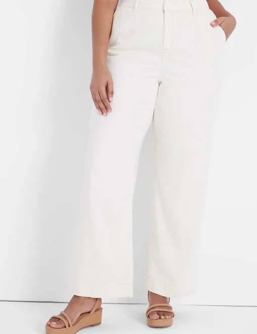 Wide Leg & Flare Jeans^Lane Bryant Signature Fit Fluid Wide Leg Trouser Jean Off White