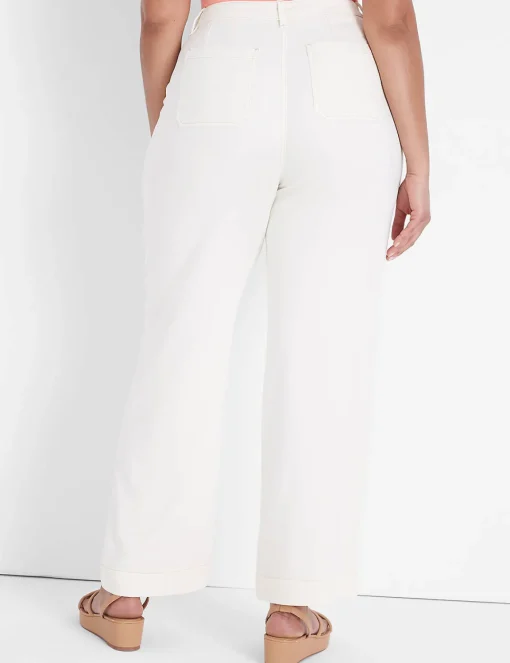 Wide Leg & Flare Jeans^Lane Bryant Signature Fit Fluid Wide Leg Trouser Jean Off White