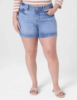 Crops, Capris And Shorts^Lane Bryant Signature Fit Jean Short Light Denim