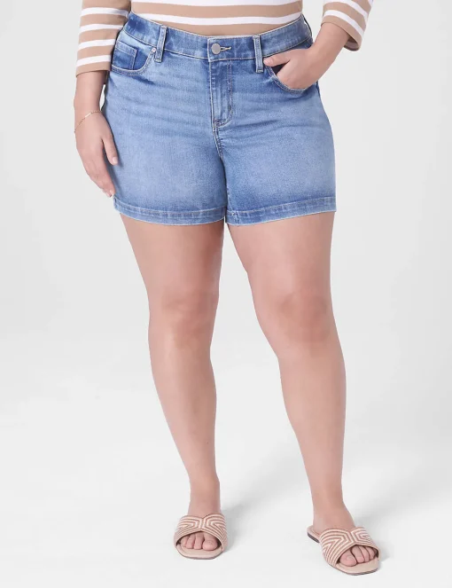 Crops, Capris And Shorts^Lane Bryant Signature Fit Jean Short Light Denim