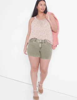 Crops, Capris And Shorts^Lane Bryant Signature Fit Jean Short Olive