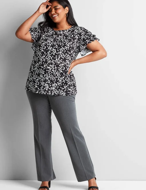 Straight Leg^Lane Bryant Signature Fit Perfect Drape Straight Pant Grey