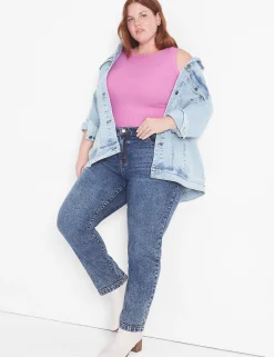 Straight Leg^Lane Bryant Signature Fit Slim Straight Ankle Jean Dark Denim