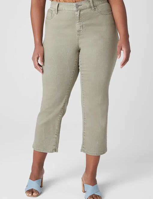 Crops And Capris^Lane Bryant Signature Fit Straight Crop Jean Olive