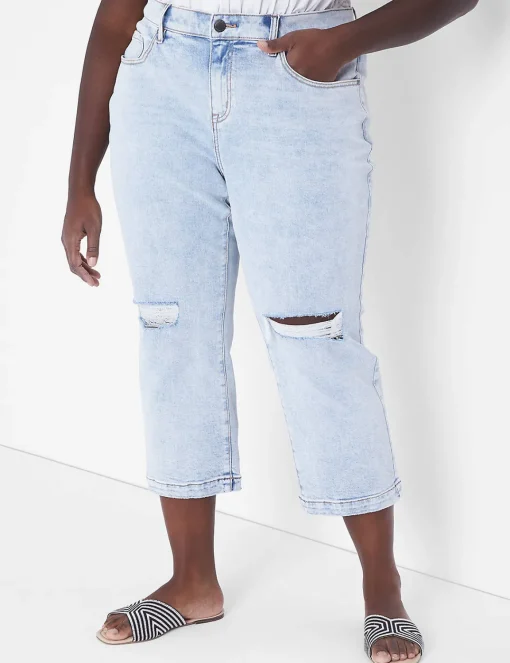 Signature Fit^Lane Bryant Signature Fit Straight Crop Jean Light Denim