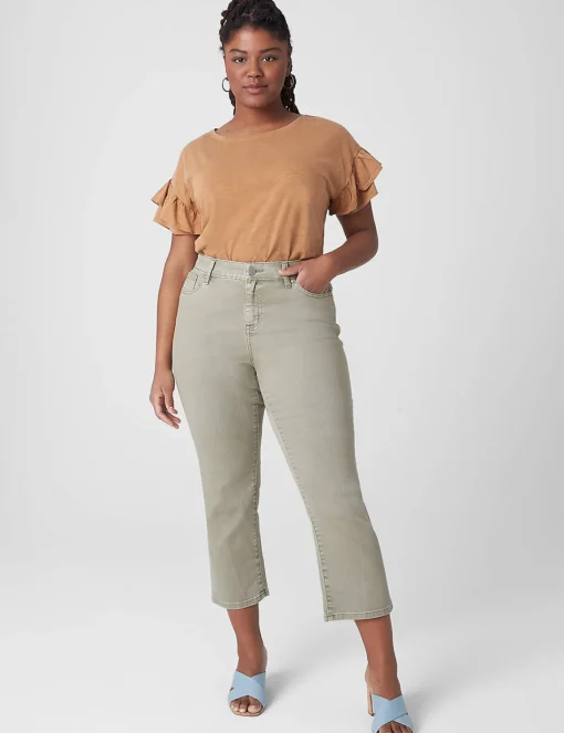 Crops And Capris^Lane Bryant Signature Fit Straight Crop Jean Olive