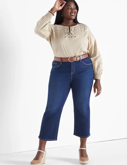 Crops And Capris^Lane Bryant Signature Fit Straight Crop Jean Medium Denim