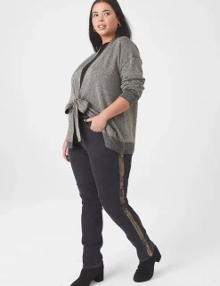 Signature Fit^Lane Bryant Signature Fit Straight Jean - With Gold Foil Stripe Black