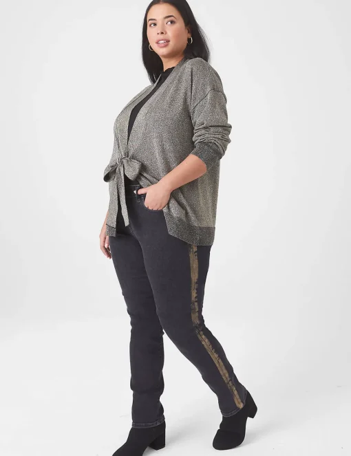 Signature Fit^Lane Bryant Signature Fit Straight Jean - With Gold Foil Stripe Black