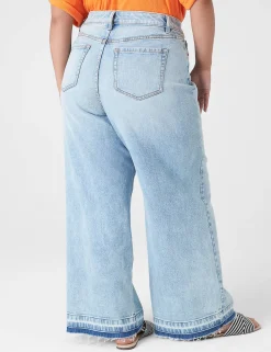 Signature Fit^Lane Bryant Signature Fit Wide Leg Ankle Jean Medium Denim