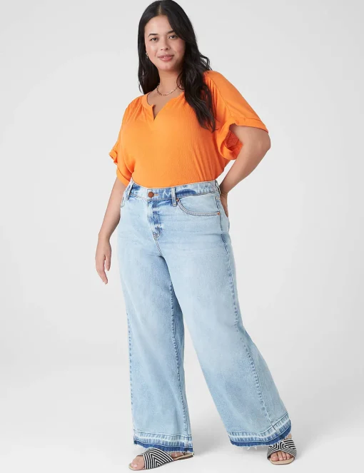 Wide Leg & Flare Jeans^Lane Bryant Signature Fit Wide Leg Ankle Jean Medium Denim
