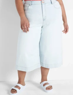 Crops, Capris And Shorts^Lane Bryant Signature Fit Wide Leg Crop Jean Light Denim