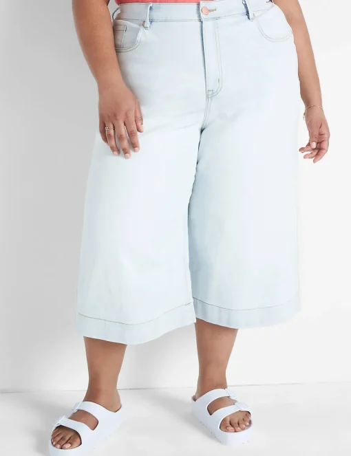 Signature Fit^Lane Bryant Signature Fit Wide Leg Crop Jean Light Denim