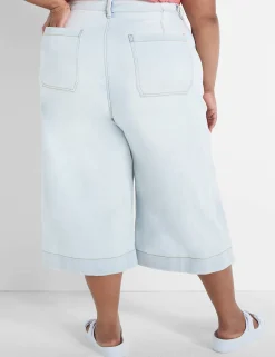 Crops, Capris And Shorts^Lane Bryant Signature Fit Wide Leg Crop Jean Light Denim