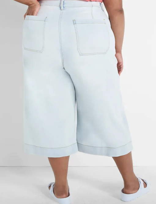 Signature Fit^Lane Bryant Signature Fit Wide Leg Crop Jean Light Denim