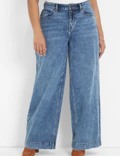 Signature Fit^Lane Bryant Signature Fit Wide Leg Jean Medium Denim