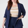 Blazers^Lane Bryant Silky Chino Boyfriend Blazer Maritime Blue