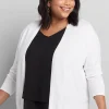 Cardigans^Lane Bryant 3/4-Sleeve Open-Front Cardigan White