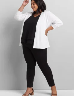 Cardigans^Lane Bryant 3/4-Sleeve Open-Front Cardigan White