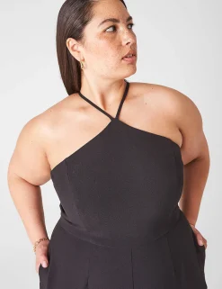 Date Night^Lane Bryant Sleeveless Halter-Neck Jumpsuit Black